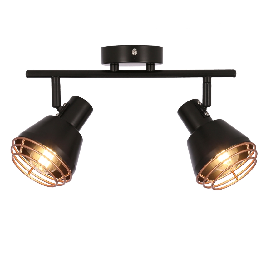 Foco de parede NERIA 2xE14/40W/230V preto/cobre