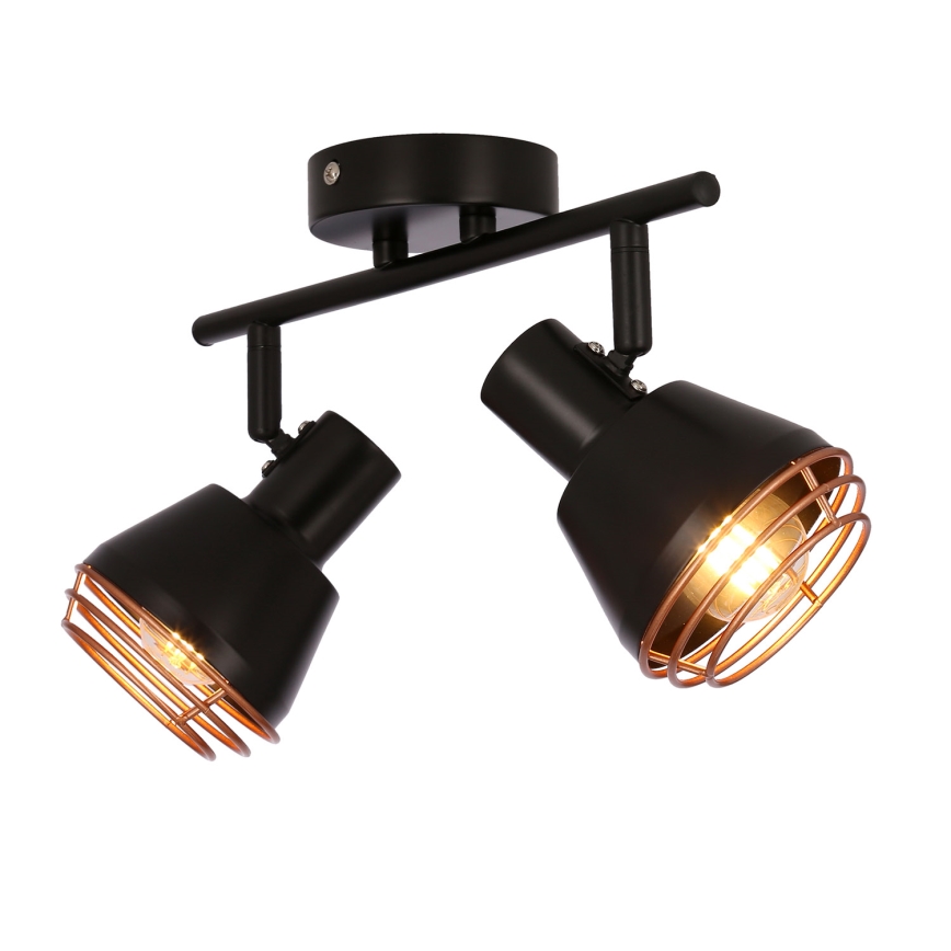 Foco de parede NERIA 2xE14/40W/230V preto/cobre