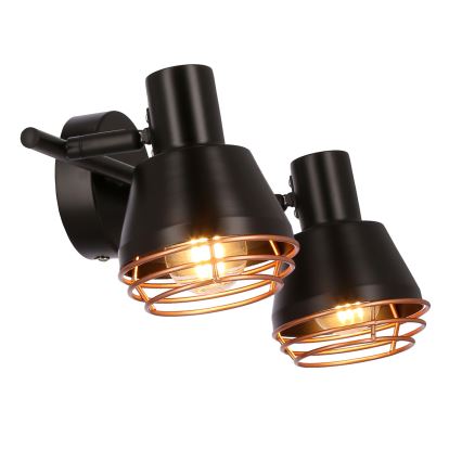 Foco de parede NERIA 2xE14/40W/230V preto/cobre