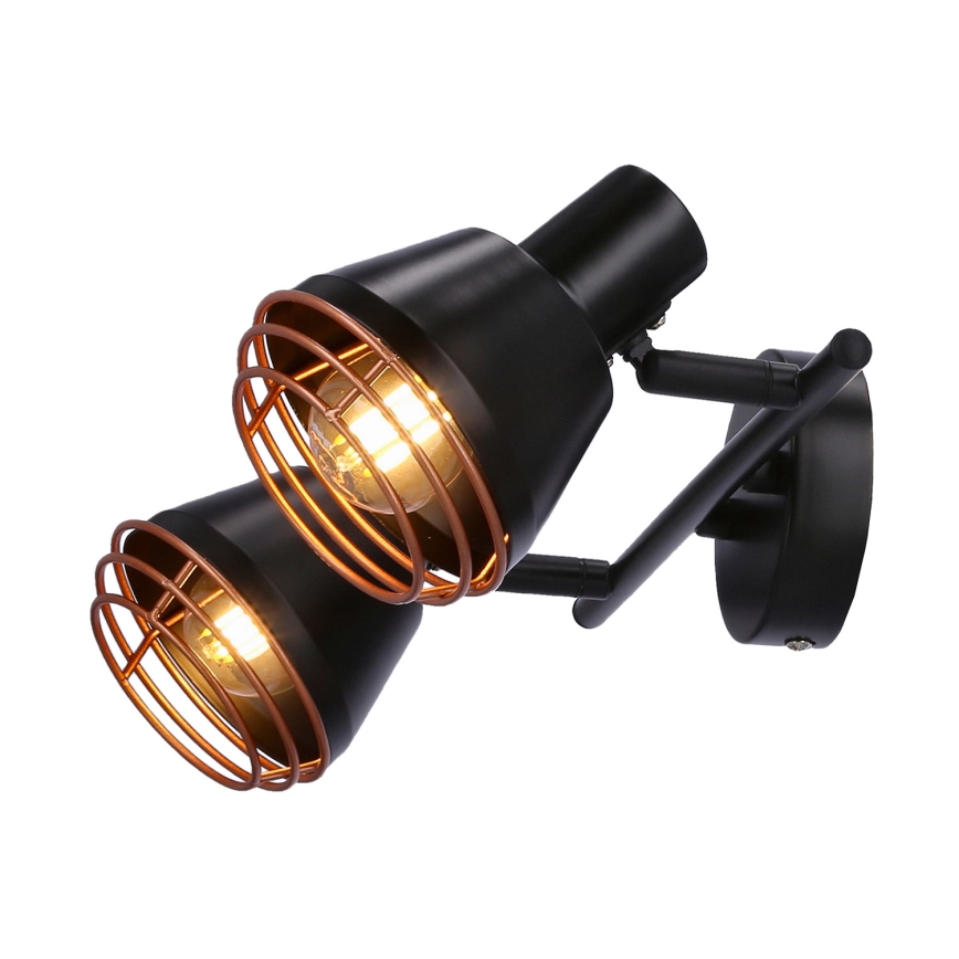 Foco de parede NERIA 2xE14/40W/230V preto/cobre