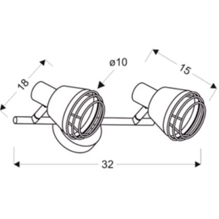 Foco de parede NERIA 2xE14/40W/230V preto/cobre