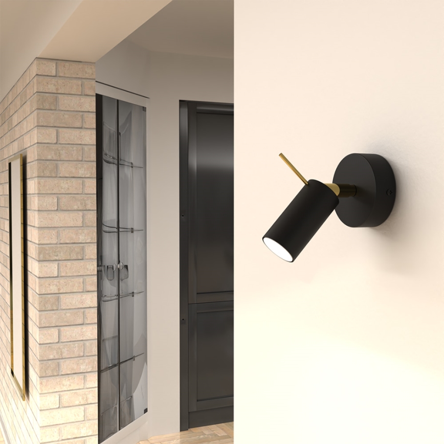 Foco de parede PRESTON 1xGU10/40W/230V preto/dourado