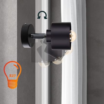 Foco de parede SIMPLY BLACK 1xE27/60W/230V