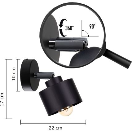 Foco de parede SIMPLY BLACK 1xE27/60W/230V