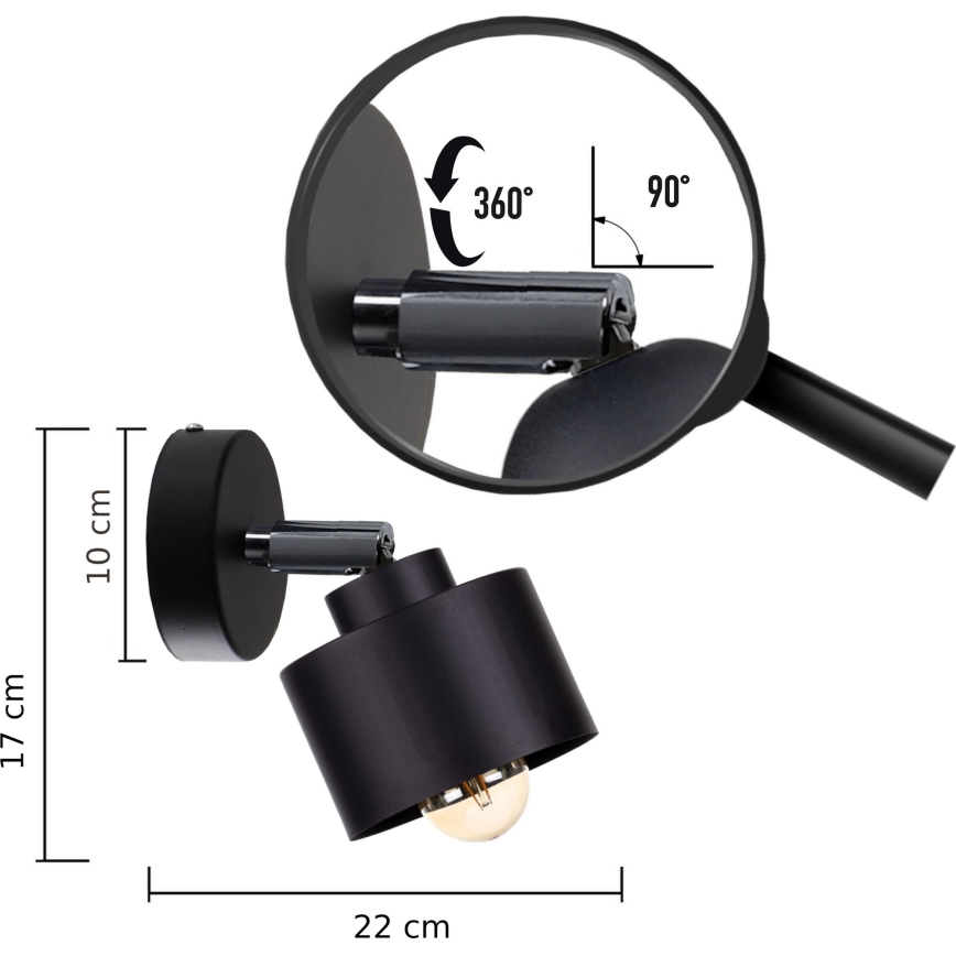 Foco de parede SIMPLY BLACK 1xE27/60W/230V