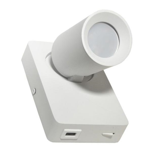 Foco de parede TAFT 1xGU10/30W/230V USB branco