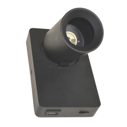 Foco de parede TAFT 1xGU10/30W/230V USB preto