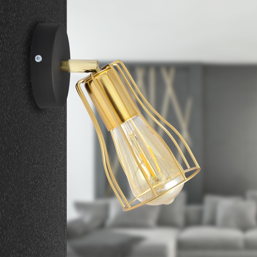 Foco de parede TUBE 1xE27/15W/230V dourado/preto