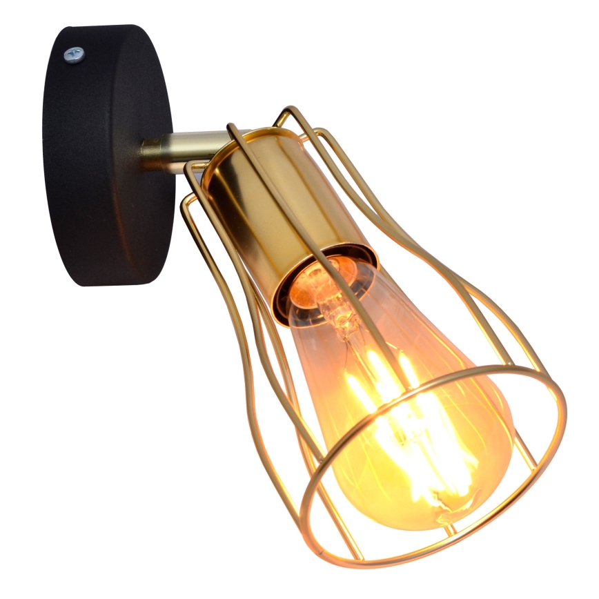 Foco de parede TUBE 1xE27/15W/230V dourado/preto