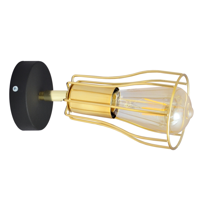 Foco de parede TUBE 1xE27/15W/230V dourado/preto