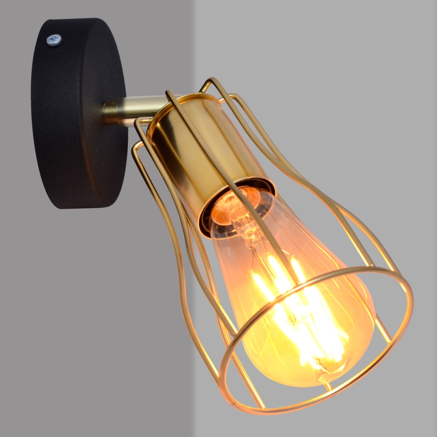 Foco de parede TUBE 1xE27/15W/230V dourado/preto
