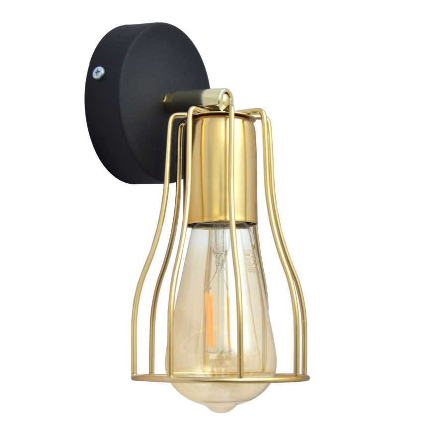 Foco de parede TUBE 1xE27/15W/230V dourado/preto