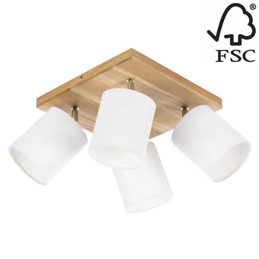 Foco de teto APRILLIA 4xE27/25W/230V carvalho/branco - certificado por FSC