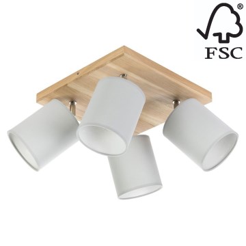 Foco de teto APRILLIA 4xE27/25W/230V pinho/cinzento - certificado por FSC