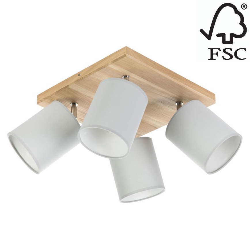 Foco de teto APRILLIA 4xE27/25W/230V pinho/cinzento - certificado por FSC