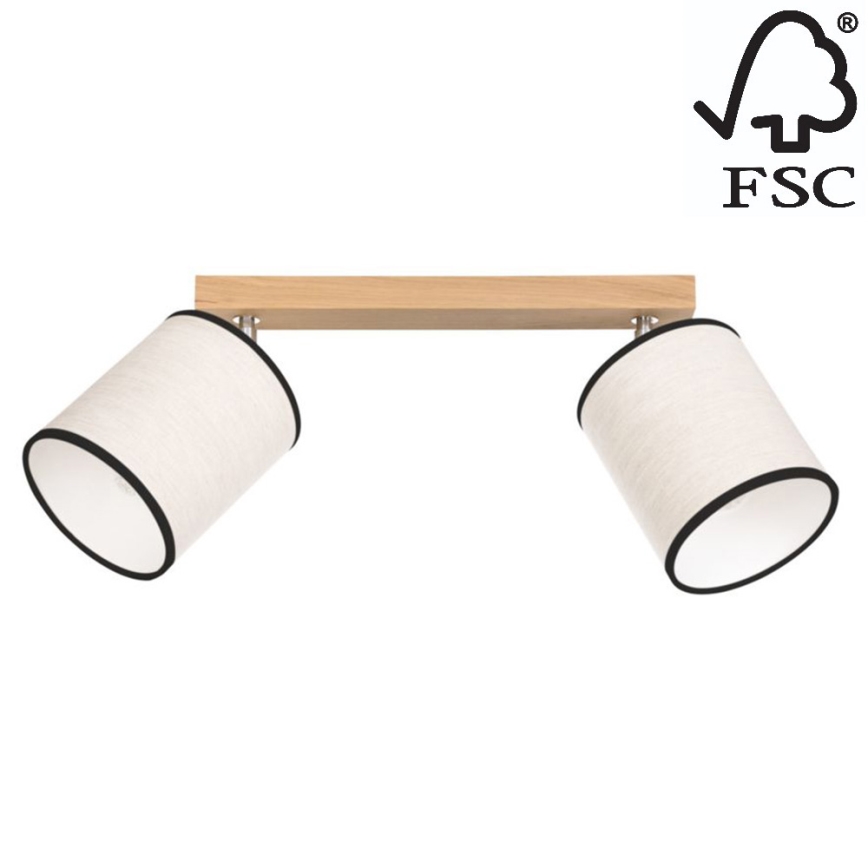 Foco de teto BOHO 2xE27/25W/230V carvalho - certificado por FSC