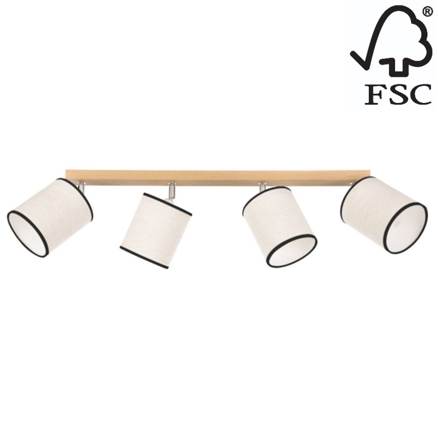 Foco de teto BOHO 4xE27/25W/230V carvalho - certificado por FSC