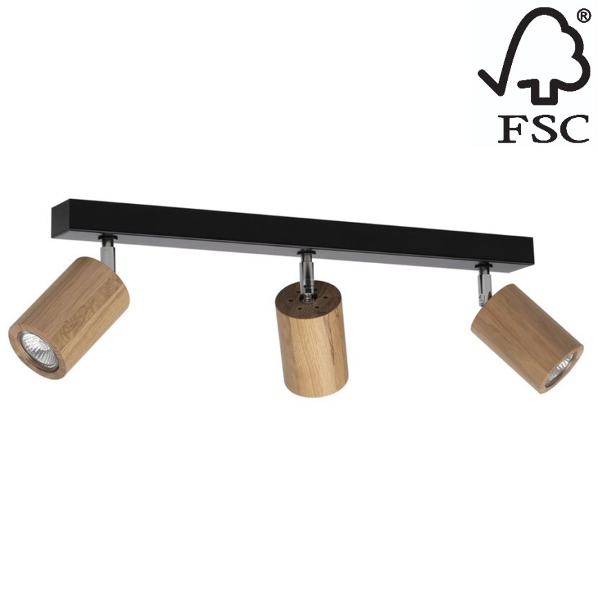 Foco de teto LED MATTI 3xGU10/5W/230V carvalho - certificado por FSC