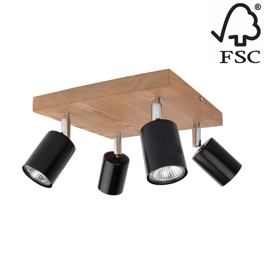 Foco de teto MANARA 4xGU10/5W/230V pinho - certificado por FSC