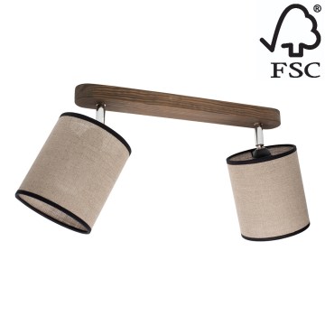 Foco de teto NEGRO 2xE27/25W/230V pinho - certificado por FSC