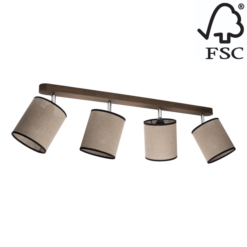 Foco de teto NEGRO 4xE27/25W/230V pinho - certificado por FSC