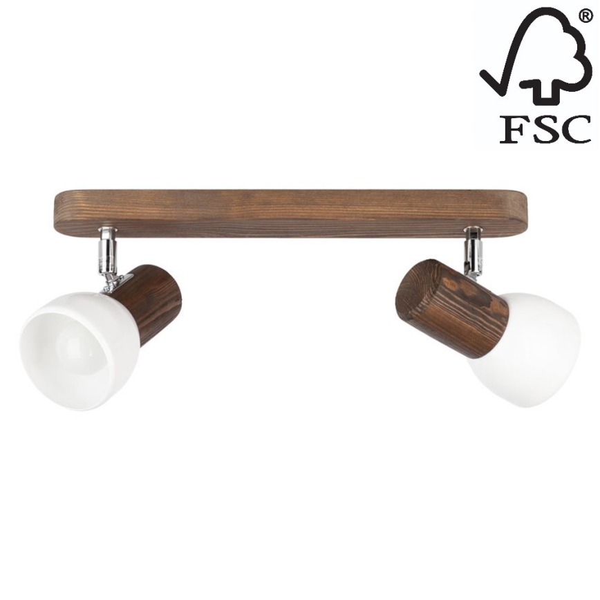 Foco de teto NEL 2xE27/15W/230V pinho - certificado por FSC