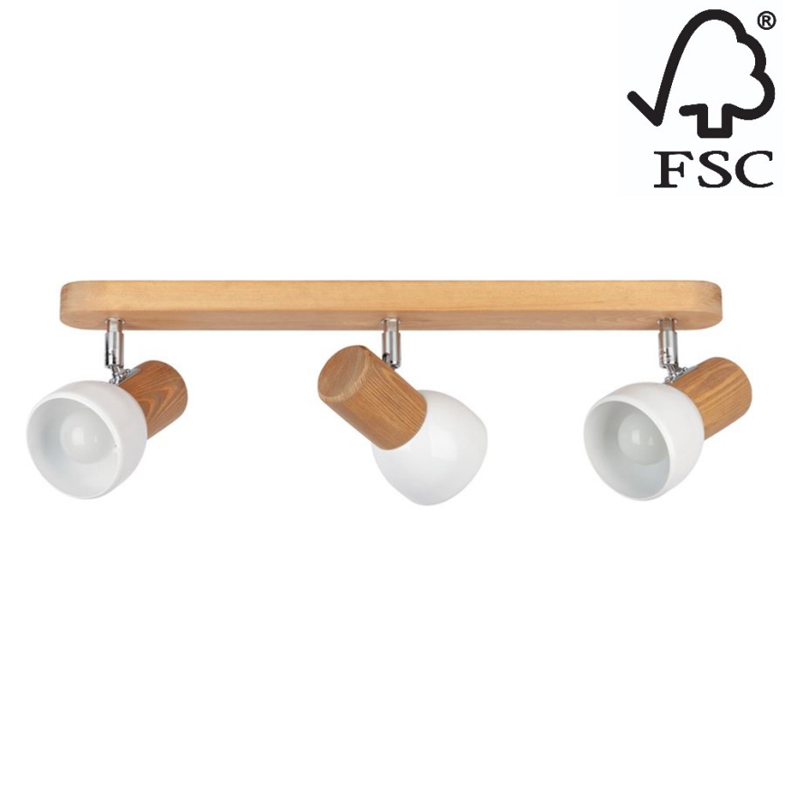 Foco de teto NEL 3xE27/15W/230V pinho - certificado por FSC