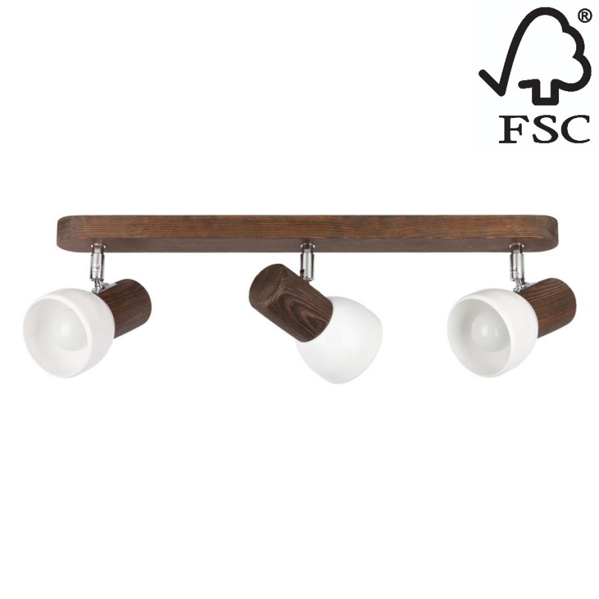 Foco de teto NEL 3xE27/15W/230V pinho - certificado por FSC