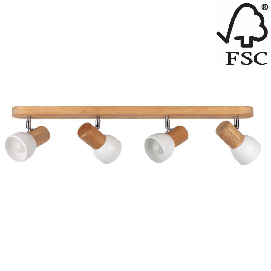 Foco de teto NEL 4xE27/15W/230V pinho - certificado por FSC