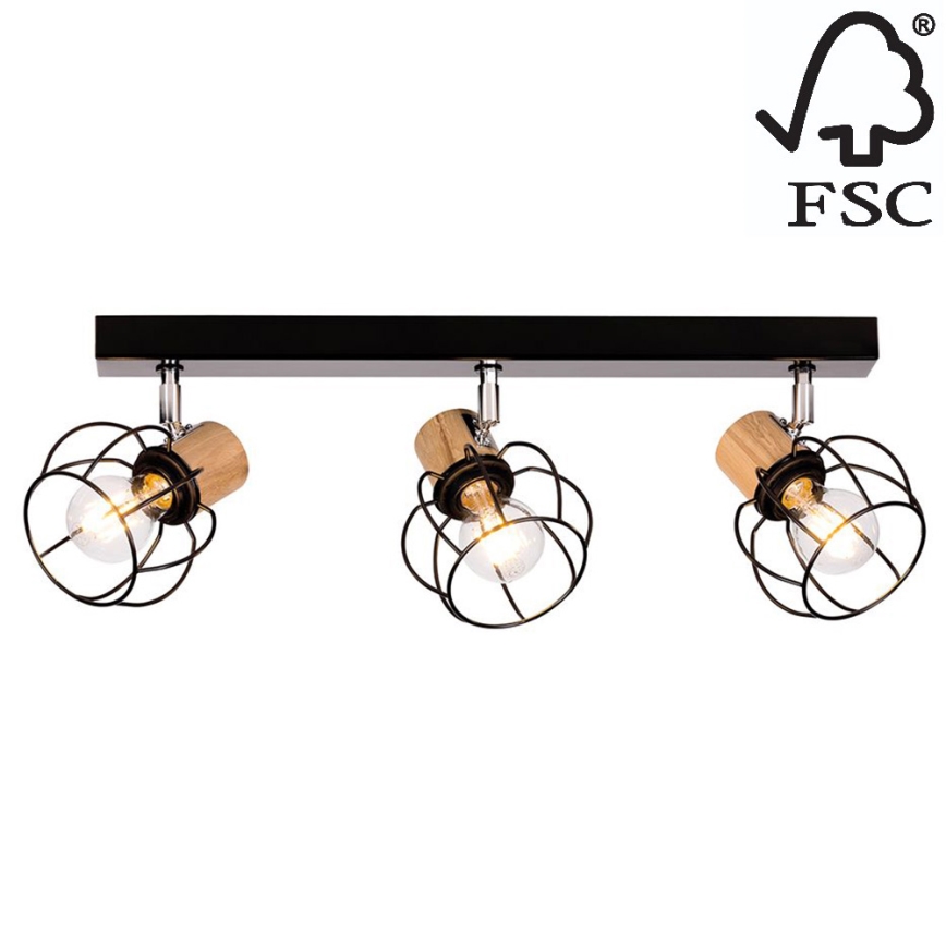 Foco de teto PHIPHI 3xE27/60W/230V carvalho - certificado por FSC