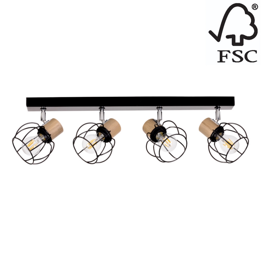 Foco de teto PHIPHI 4xE27/60W/230V carvalho - certificado por FSC