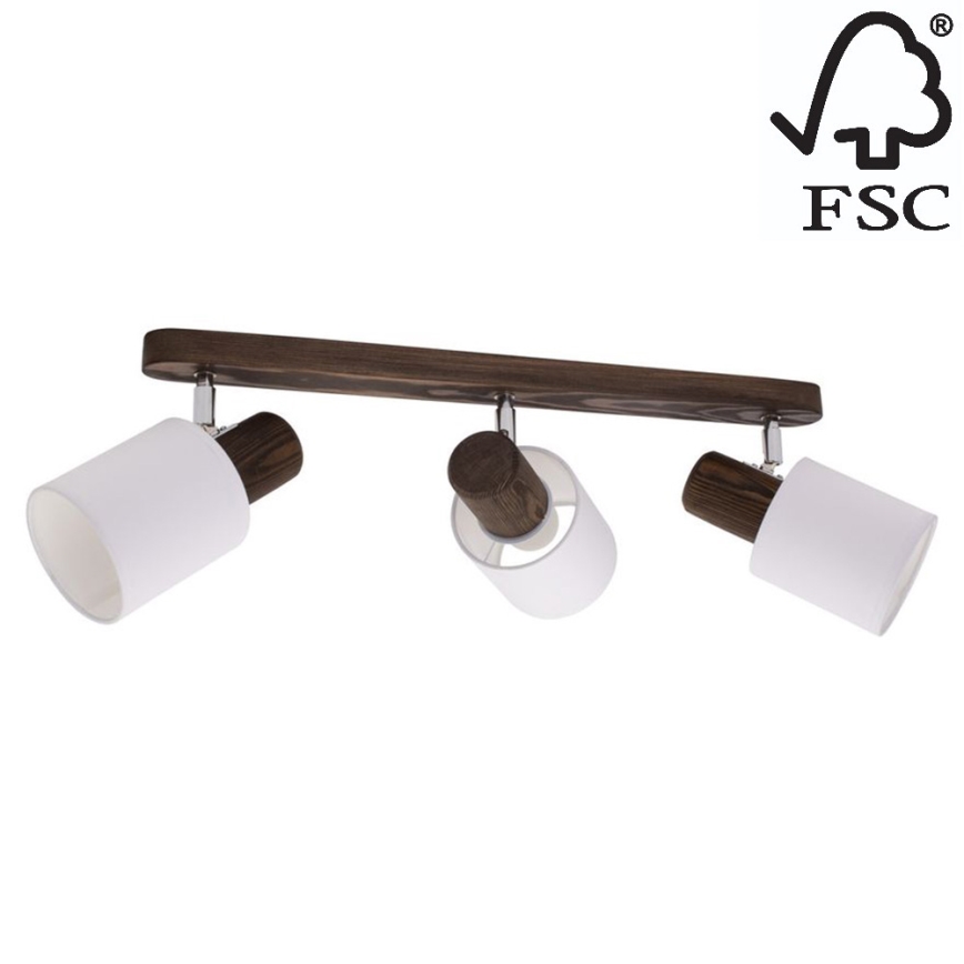 Foco de teto TRENDY 3xE27/15W/230V pinho - certificado por FSC
