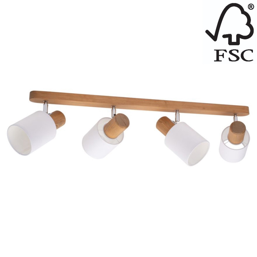 Foco de teto TRENDY 4xE27/15W/230V pinho - certificado por FSC