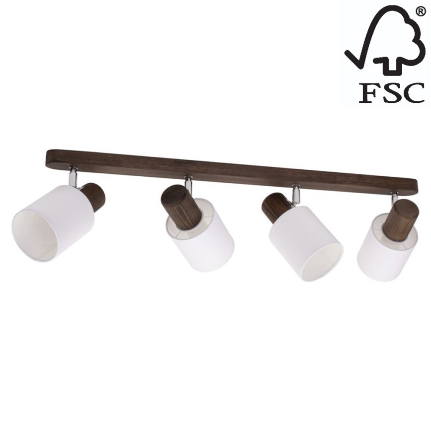 Foco de teto TRENDY 4xE27/15W/230V pinho - certificado por FSC