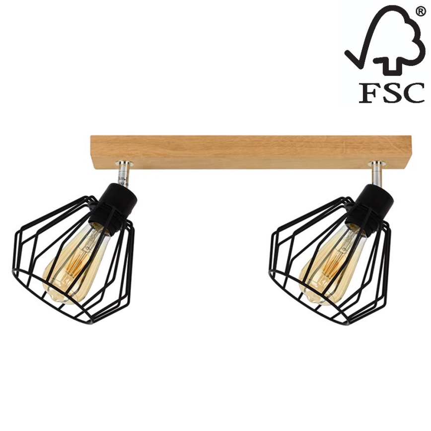 Foco de teto VENTI 2xE27/15W/230V carvalho - certificado por FSC