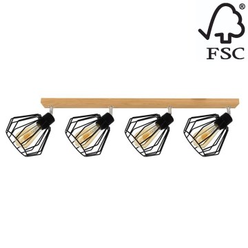 Foco de teto VENTI 4xE27/15W/230V carvalho - certificado por FSC