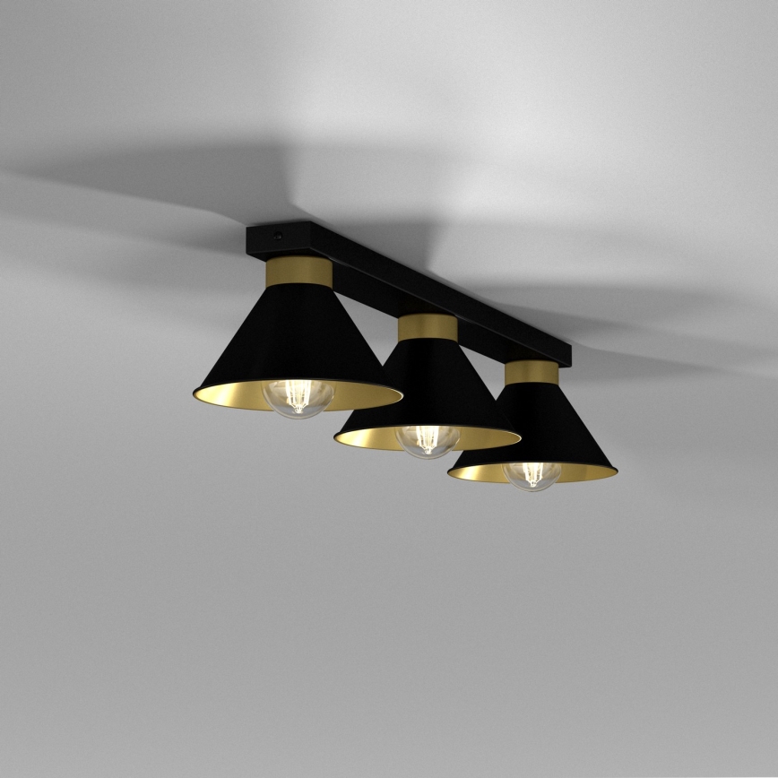 Foco DEMET 3xE27/60W/230V preto/dourada
