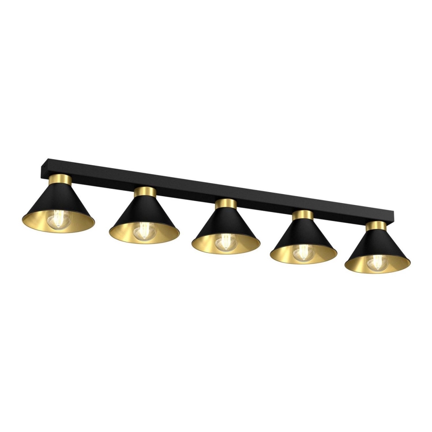 Foco DEMET 5xE27/60W/230V preto/dourada