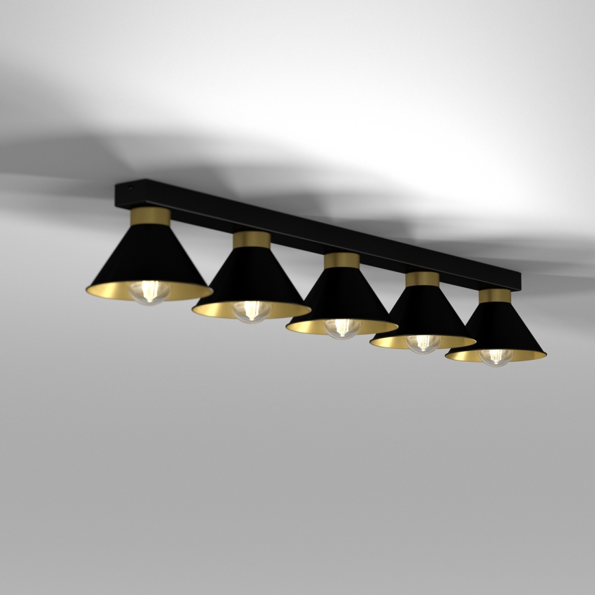 Foco DEMET 5xE27/60W/230V preto/dourada