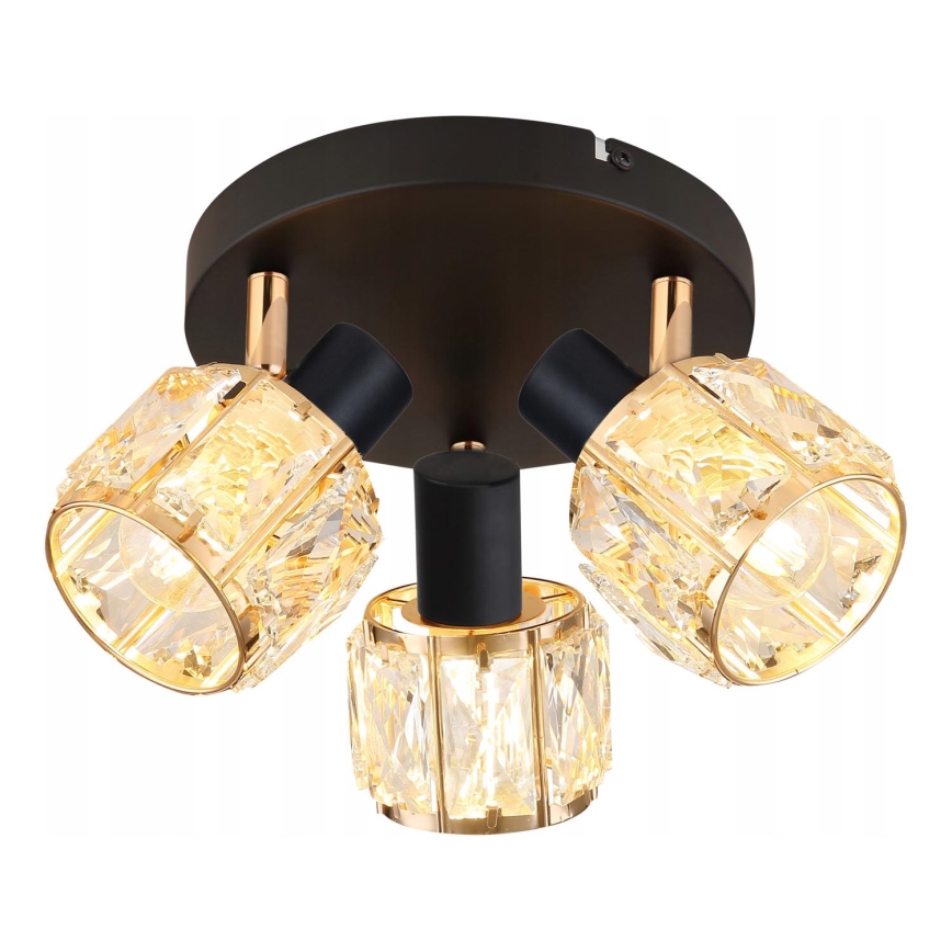 Foco DUBAI 3xE14/40W/230V diâmetro 36 cm preto/dourado