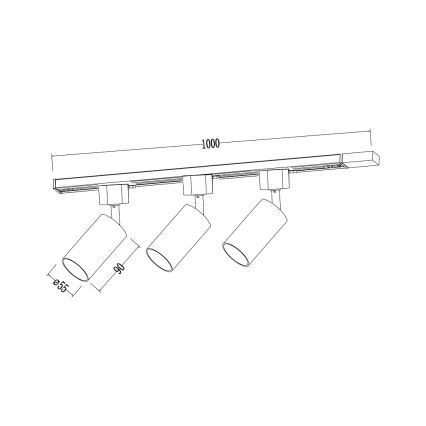 Foco em sistema de calha TIGER 3xGU10/10W/230V preto