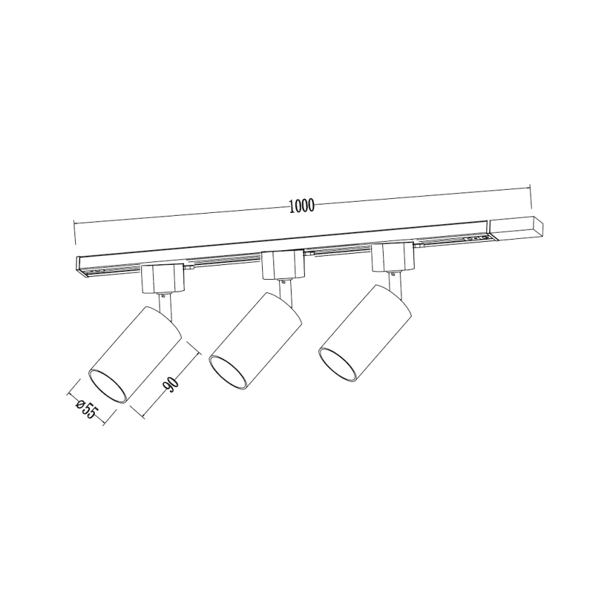 Foco em sistema de calha TIGER 3xGU10/10W/230V preto