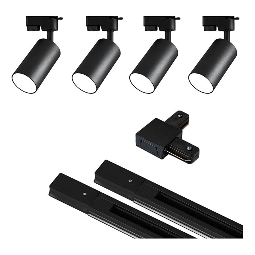 Foco em sistema de carril 4xGU10/25W/230V 2 m preto