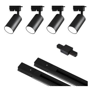 Foco em sistema de carril 4xGU10/25W/230V preto