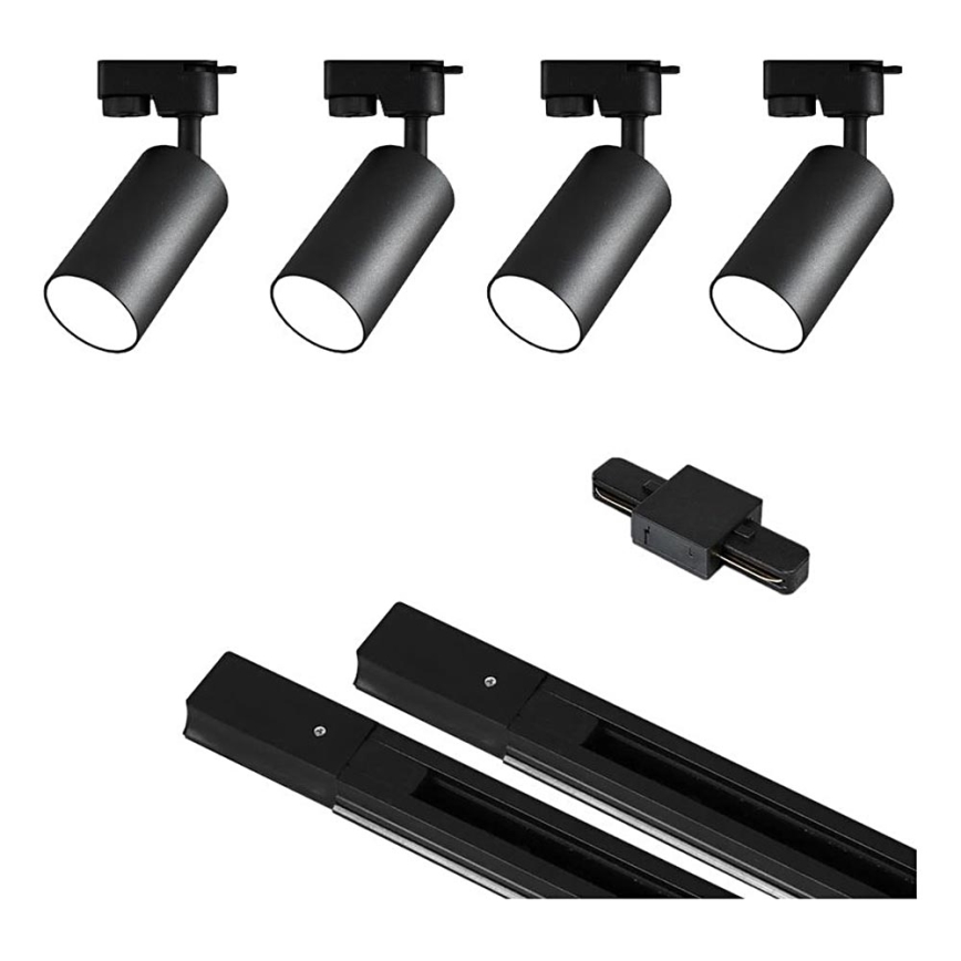 Foco em sistema de carril 4xGU10/25W/230V preto