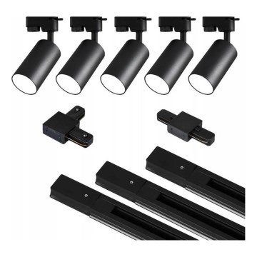 Foco em sistema de carril 5xGU10/25W/230V preto