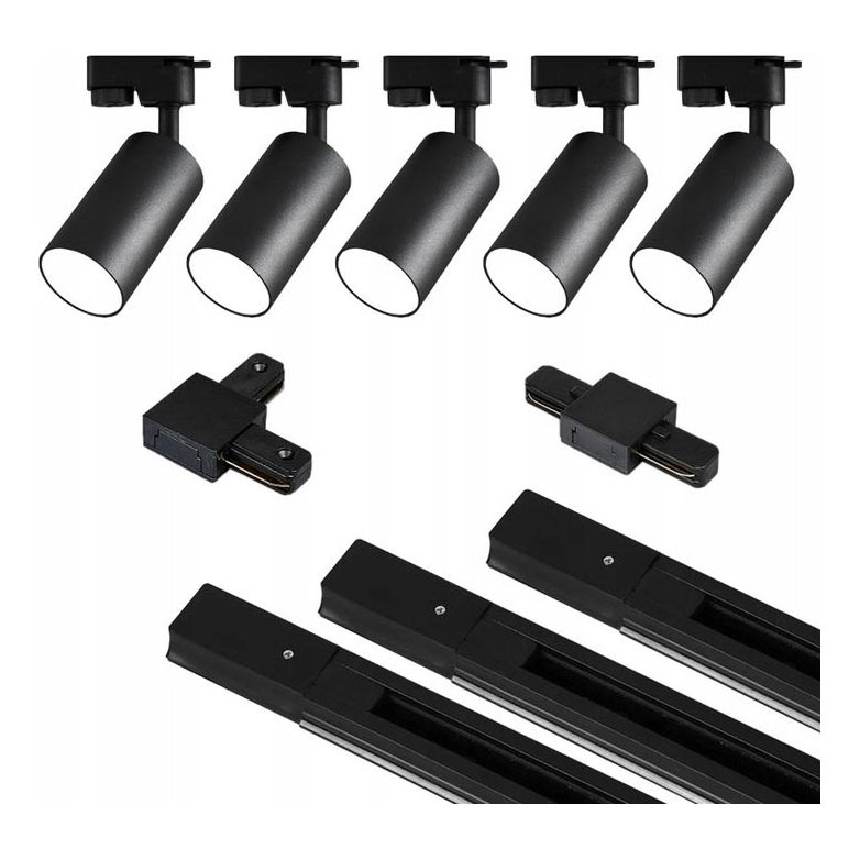 Foco em sistema de carril 5xGU10/25W/230V preto