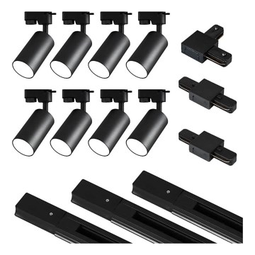 Foco em sistema de carril 8xGU10/25W/230V preto
