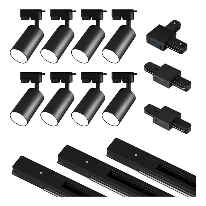Foco em sistema de carril 8xGU10/25W/230V preto