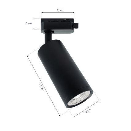 Foco em sistema de carril MICA 3xGU10/25W/230V preto
